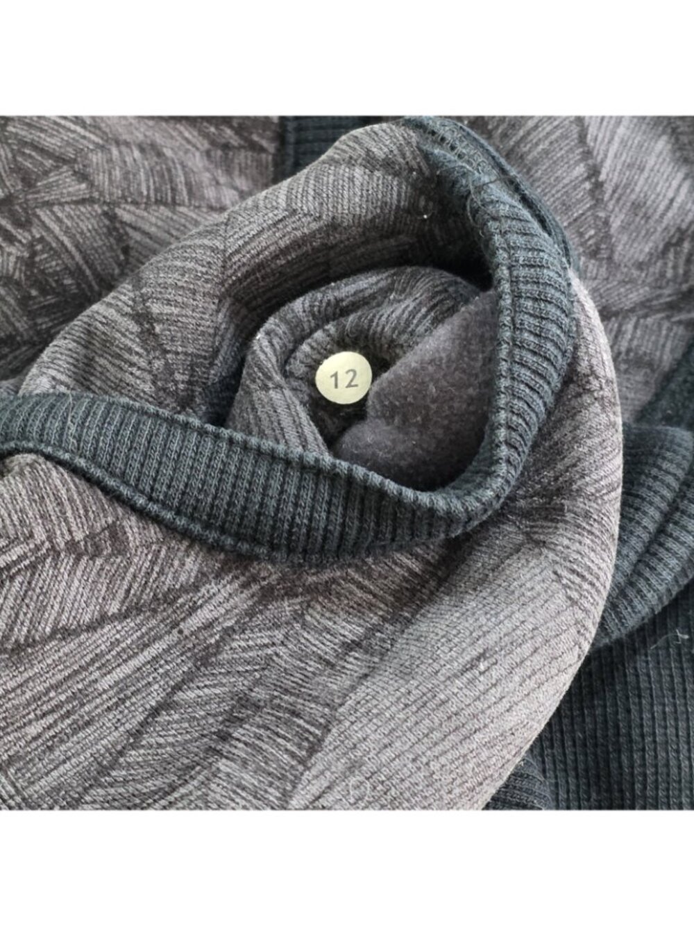 Lululemon Scuba Hoodie Womens 12 Black Gray Zip Abstract Fleece Inside Logo Yoga - Picture 12 of 16